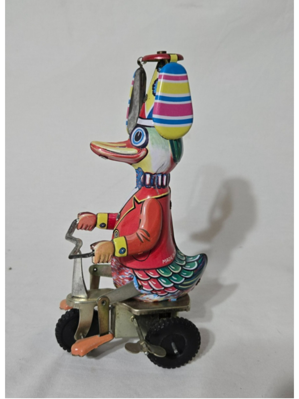 Vintage Schylling Duck On Bike Tin Wind Up Toy Retro Collectors Series WORKS